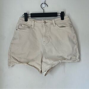 Princess Polly Beige Distressed High Rise Shorts 6